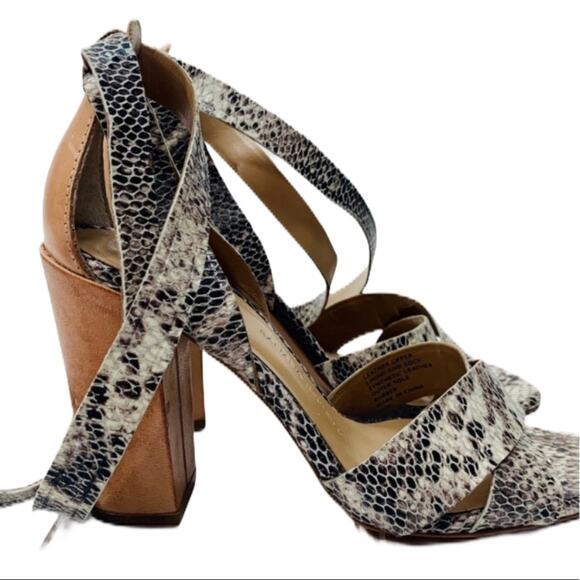 Banana Republic Women's Snakeskin Block Hell Strappy Ankle Wrap Sandals Size 5.5 - Picture 3 of 7